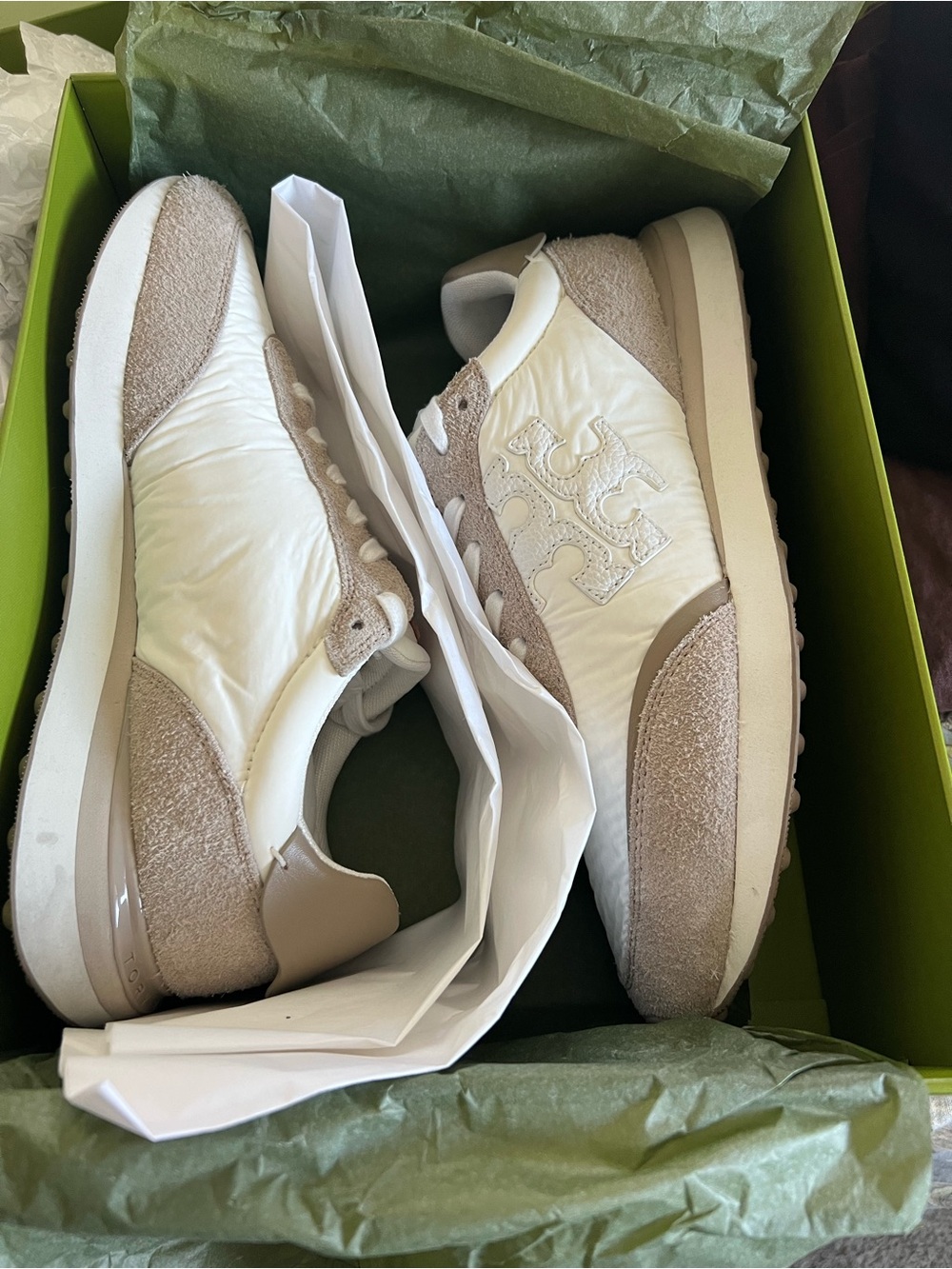 Tory Burch White / Purity / Avola Suede & Nylon Runner Sneakers